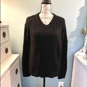 Pink Rose, Chunky Knit, V Neck Sweater, Large